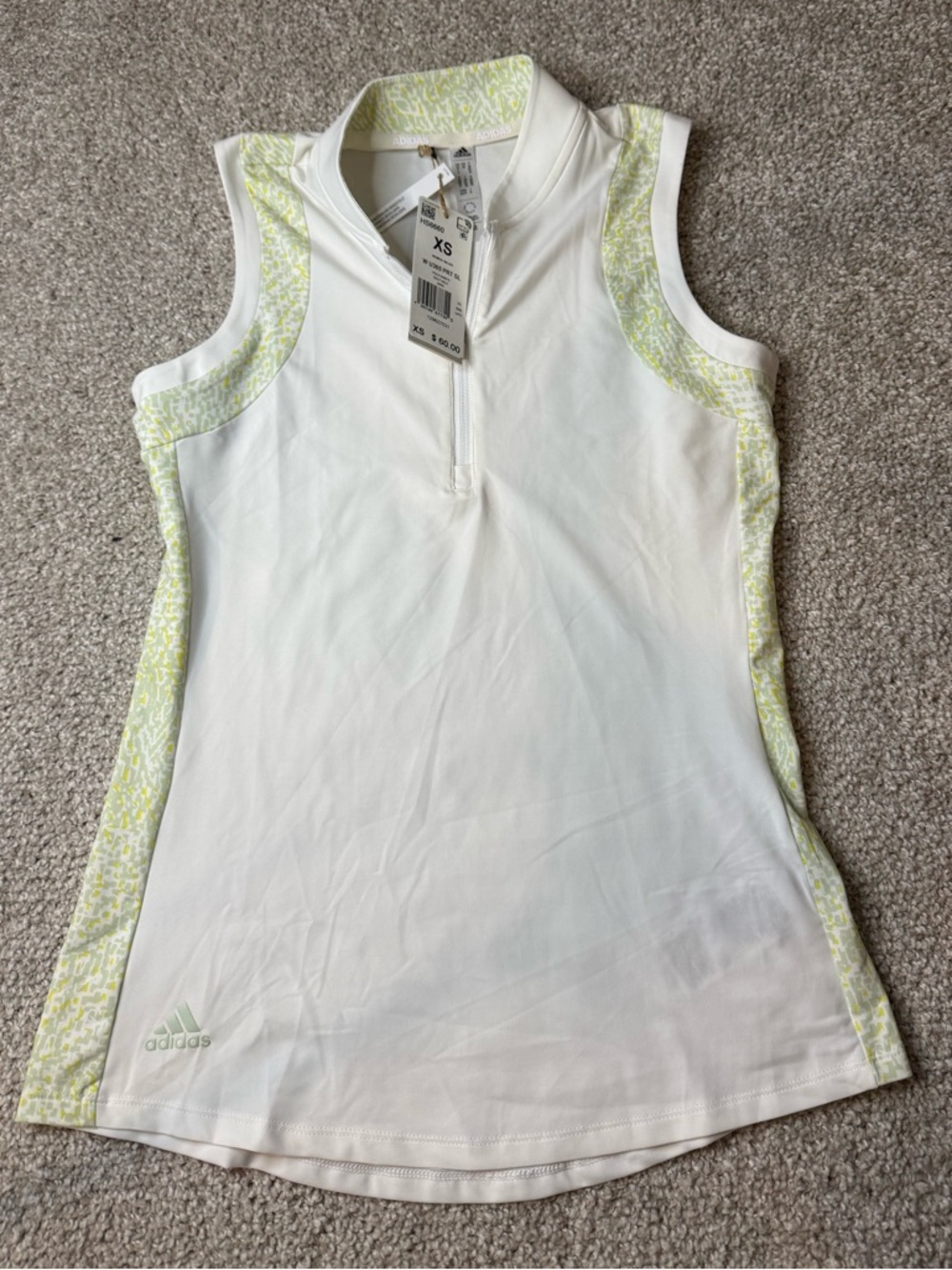 NEW- women’s adidas White Sleeveless Golf Tank with Accent Panels - XS